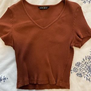 Brown shein crop top womens M